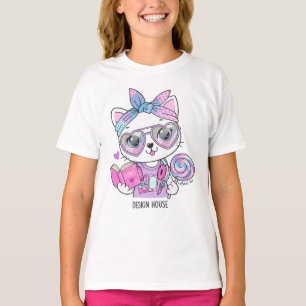 Cute Trendy Cat Girl Graphic Tee