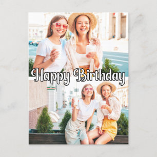Cute Trendy Custom 2-photos Template Birthday Postcard
