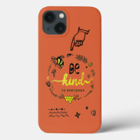 Cute Trendy Doodles Black Gold Bee Orange