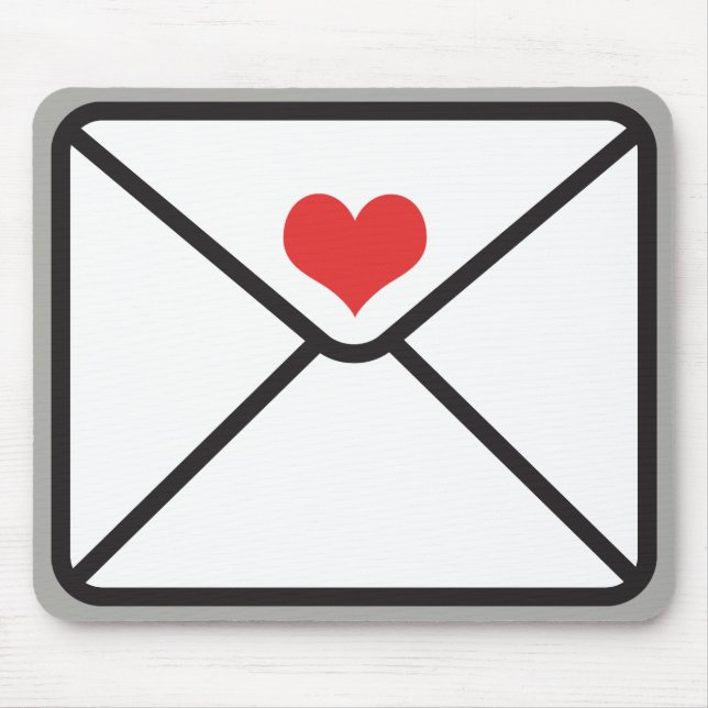 Cute Trendy Envelope Heart Graphic & Grey Mouse Pad (Front)