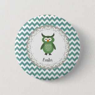 Cute Trendy fancy girly  owl personalized 2 Inch Round Button