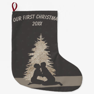 Cute Trendy First Christmas Together Large Christmas Stocking