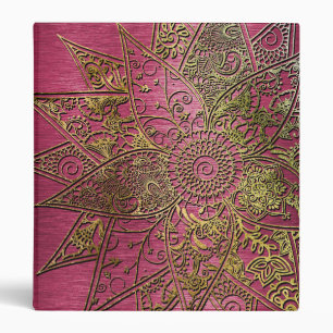 Cute trendy flower henna hand drawn design binder