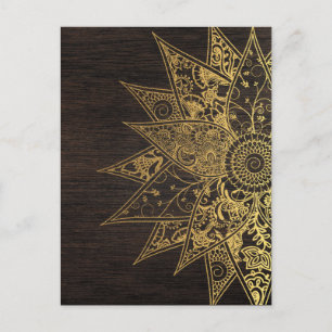 Cute trendy flower henna hand drawn design postcard