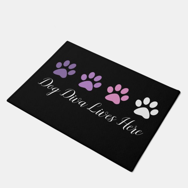 Cute Trendy Funny Dog Diva Welcome Mats (Angled)