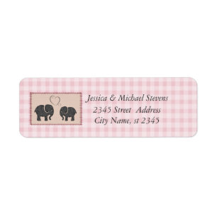 Cute trendy gingham elephants in love wedding