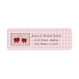 Cute trendy gingham elephants in love wedding