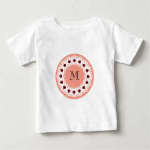 Cute trendy girly chic ladybugs monogram baby T-Shirt