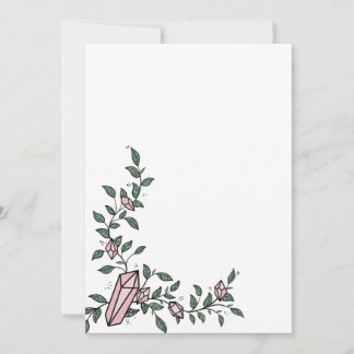 Cute Trendy Girly Flower Vine Pink Gem Crystal Invitation