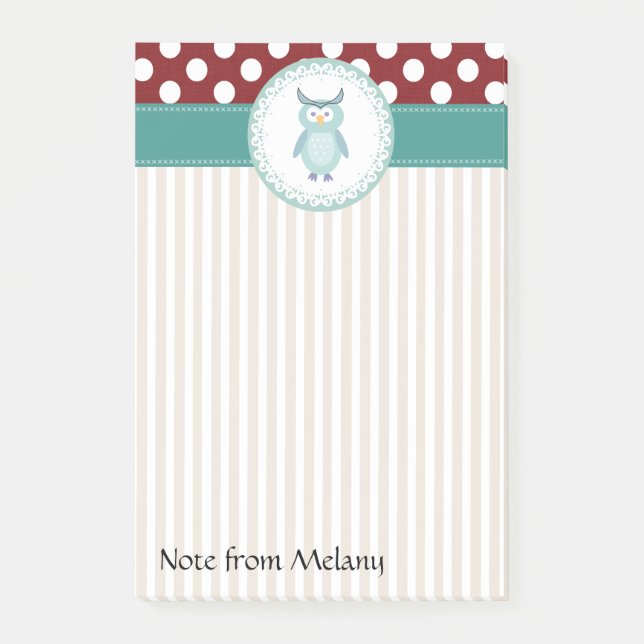 Cute Trendy  girly  fun cartoon owl personalized Post-it Notes (Front)