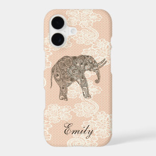 Cute trendy girly lace elephant personalized