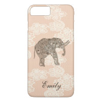 Cute trendy girly lace elephant personalized