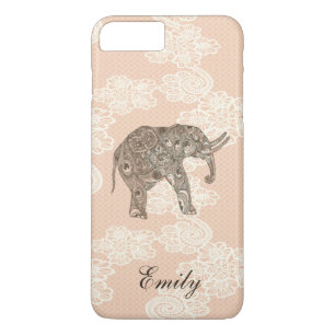 Cute trendy girly lace elephant personalized Case-Mate iPhone case