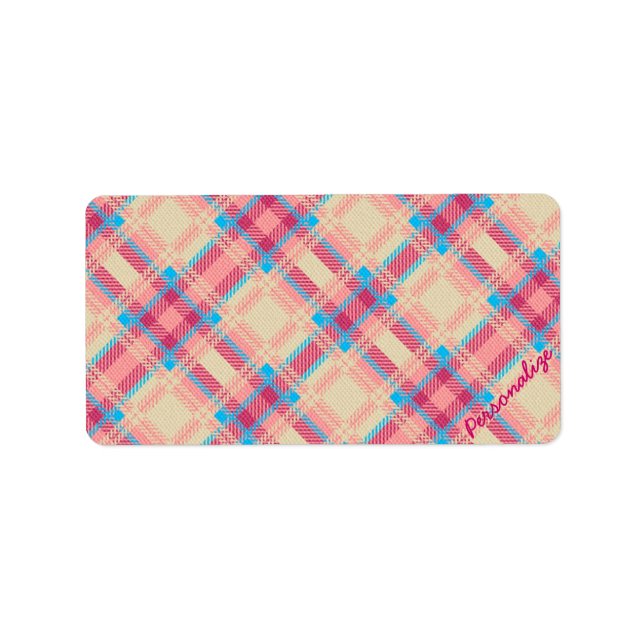 Cute trendy girly plaid pattern fabric effects label (Front)