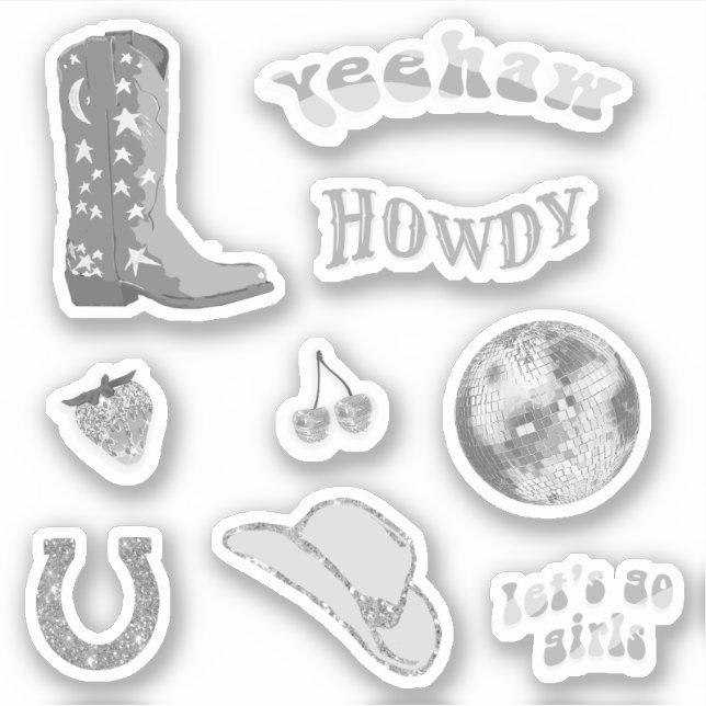 Cute Trendy Girly Silver Cowgirl 70s Aesthetic Set (Front)