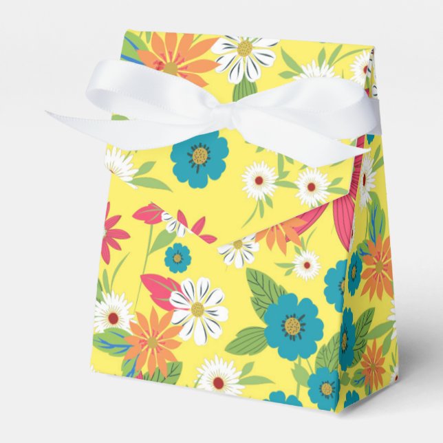 Cute trendy girly soft colours floral pattern favor box (Front Side)