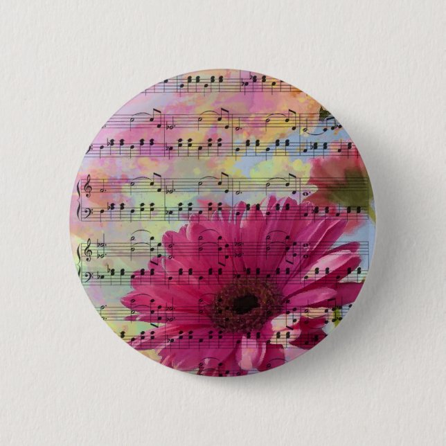 Cute trendy girly watercolours Gerbera flowers 2 Inch Round Button (Front)
