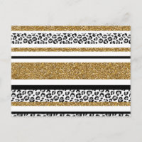 Cute trendy  gold faux glitter leopard stripes