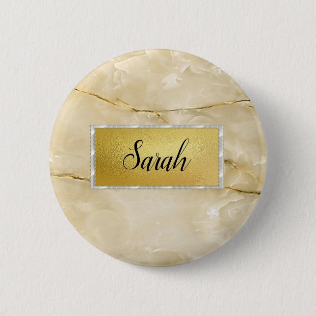 Cute Trendy Gold Marble  2 Inch Round Button (Front)