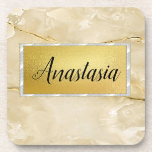 Cute Trendy Gold Marble  Coaster
