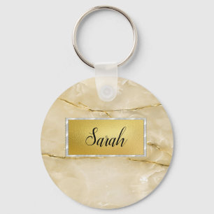 Cute Trendy Gold Marble Keychain