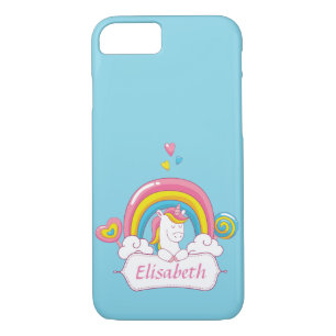 Cute Trendy  Magical Unicorn Custom name blue iPhone 8/7 Case