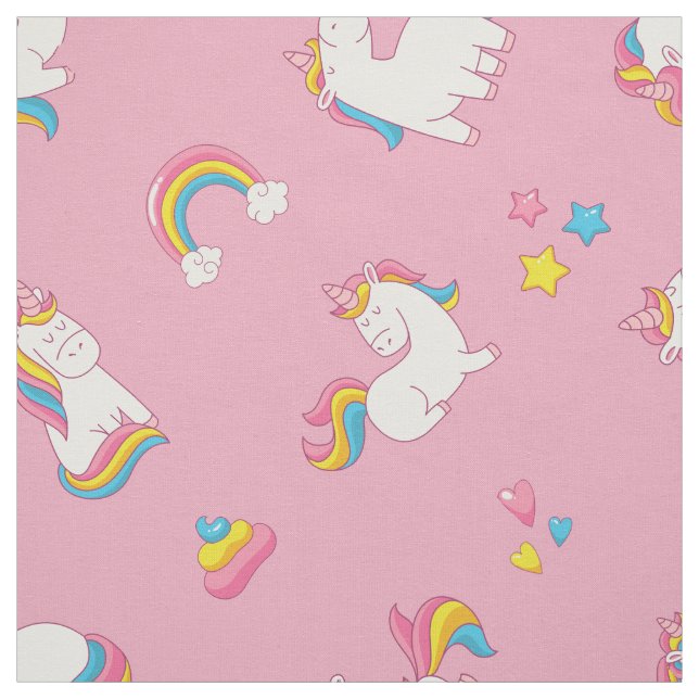 Cute TRENDY Magical Unicorn Pastel colour pink Fabric (Swatch)