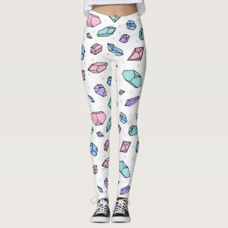 Cute Trendy Pastel Gemstones Gems Crystal Pattern Leggings