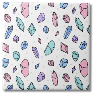 Cute Trendy Pastel Gemstones Gems Crystal Pattern Tile