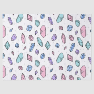 Cute Trendy Pastel Gemstones Gems Crystal Pattern Tissue Paper