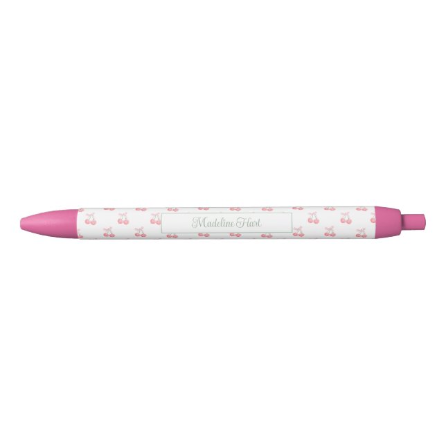 Cute Trendy Personalized Cherries Black Ink Pen (Front)