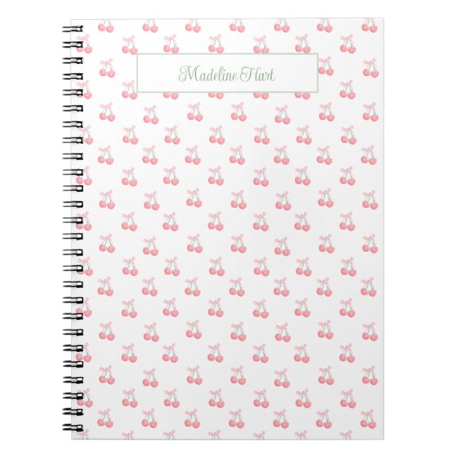 Cute Trendy Personalized Cherries Notebook (Front)