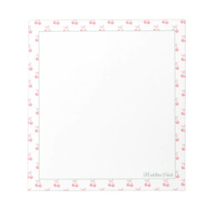 Cute Trendy Personalized Cherries Notepad