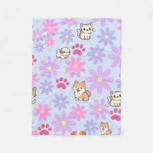 Cute Trendy Pets and Dasies  Fleece Blanket
