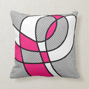 Cute Trendy Pink and Black & White Polka Dot Throw Pillow