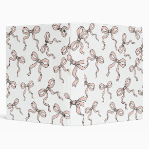 Cute Trendy Pink Ribbon Bows Outlined in Black 3 R Binder