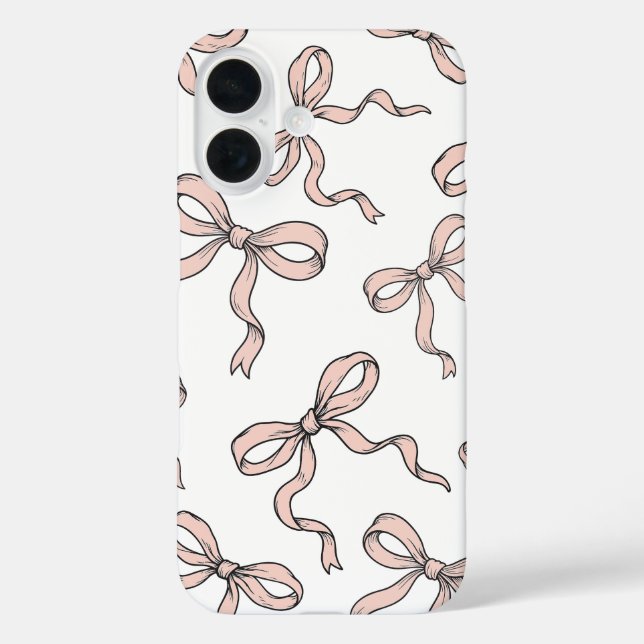 Cute Trendy Pink Ribbon Bows Outlined in Black Case-Mate iPhone Case (Back)