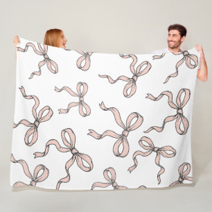 Cute Trendy Pink Ribbon Bows Outlined in Black Fleece Blanket