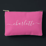 Cute Trendy Script Name Personalized Hot Pink Accessory Pouch<br><div class="desc">Cute Trendy Script Name Personalized Accessory Pouch in Hot Pink</div>