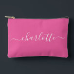 Cute Trendy Script Name Personalized Hot Pink Accessory Pouch<br><div class="desc">Cute Trendy Script Name Personalized Accessory Pouch in Hot Pink</div>
