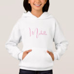 Cute Trendy Template White Pink Girls Script Name<br><div class="desc">Script Name White And Pink Template Elegant Trendy Girls' Pullover Hoodie.</div>