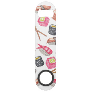 Cute Trendy Watercolor Sushi Sake and Chopsticks Bar Key