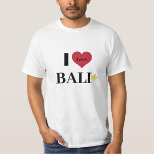 Cute Trendy White"I Love Bali" Frangipani T-Shirt