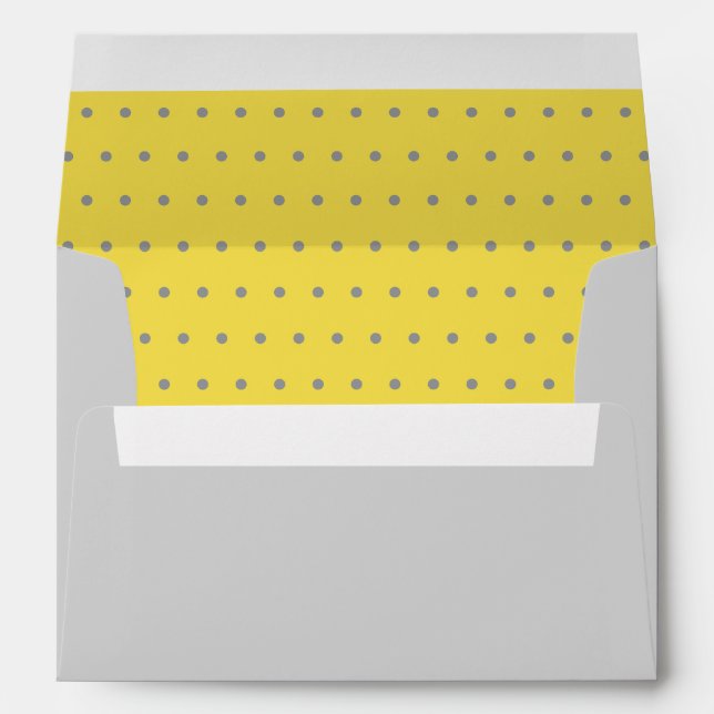 Cute Trendy Yellow Grey Polka Dot Pattern Modern Envelope (Back (Bottom))