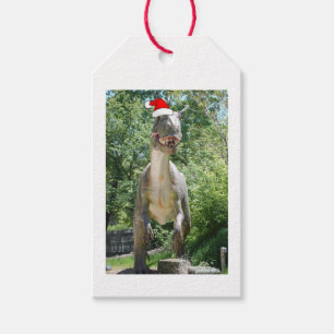 Cute TREX Dinosaur wearing a Santa Claus Hat for C Gift Tags