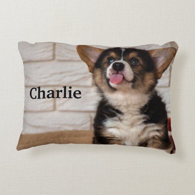 Cute Tri colour Pembroke Welsh Corgi Puppy Dog Accent Pillow (Back)