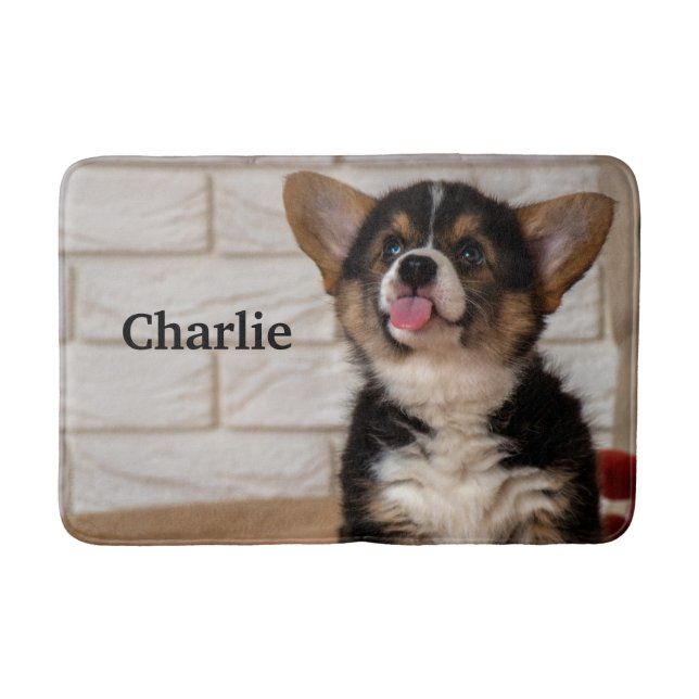 Cute Tri colour Pembroke Welsh Corgi Puppy Dog Bath Mat (Front)