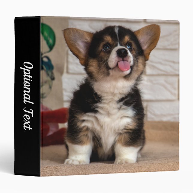 Cute Tri colour Pembroke Welsh Corgi Puppy Dog Binder (Front/Spine)