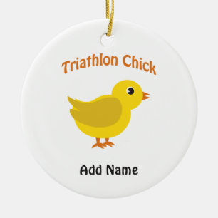 Cute Triathlon Chick Ceramic Ornament