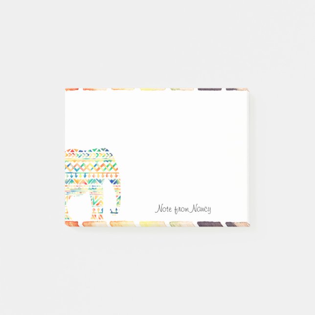 Cute Tribal Design Elephant Post-it Notes (Front)